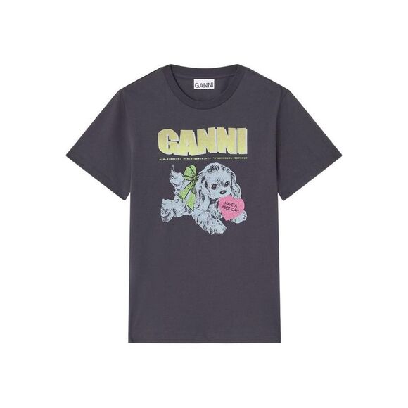 GANNI Graphic Print T-Shirt Women CHARCOAL T-Shirts & Tops